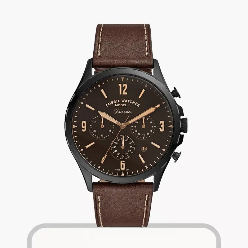 Fossil Forrester Chronograph Brown Leather Men's Watch- FS5608